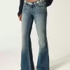 Ultra Low-Rise Medium Wash Embroidered Flare Jeans Ultra Low-Rise Medium Wash Embroidered Flare Jeans