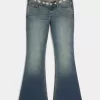 Ultra Low-Rise Medium Wash Embroidered Flare Jeans Ultra Low-Rise Medium Wash Embroidered Flare Jeans