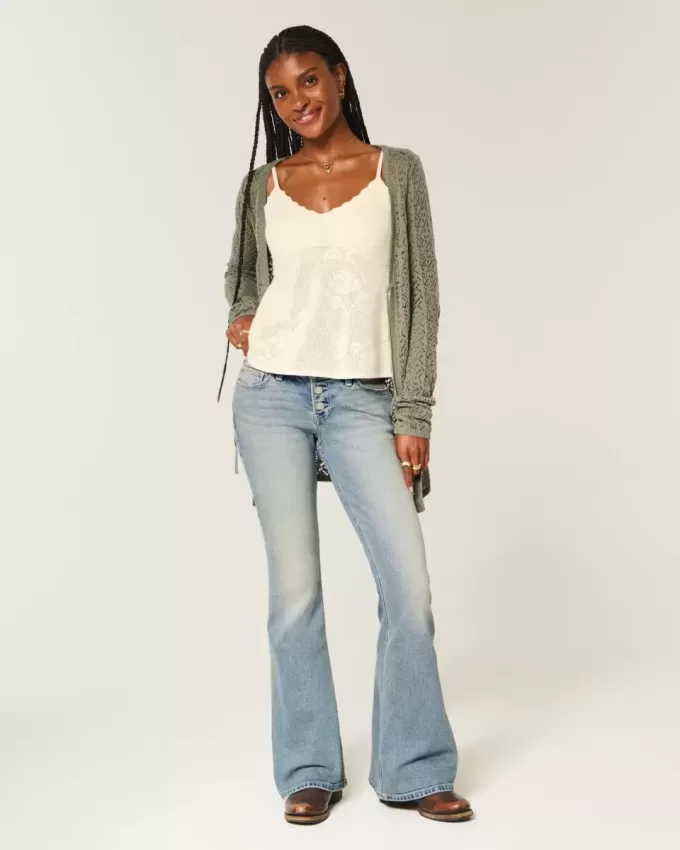 Ultra Low-Rise Medium Wash Flare Jeans