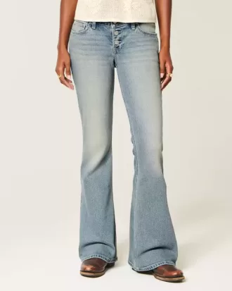 Ultra Low-Rise Medium Wash Flare Jeans