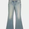Ultra Low-Rise Medium Wash Flare Jeans