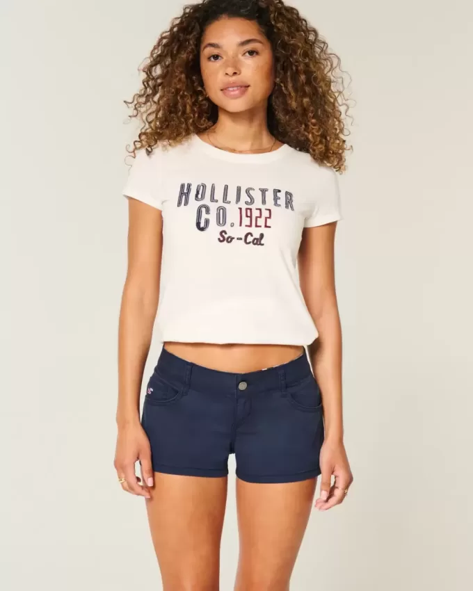 Ultra Low-Rise Navy Twill Mini Shorts Ultra Low-Rise Navy Twill Mini Shorts