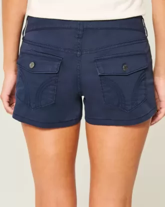 Ultra Low-Rise Navy Twill Mini Shorts