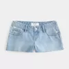 Ultra Low-Rise Ripped Medium Wash Mini Denim Shorts