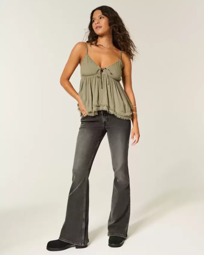 Ultra Low-Rise Washed Black Flare Jeans Ultra Low-Rise Washed Black Flare Jeans