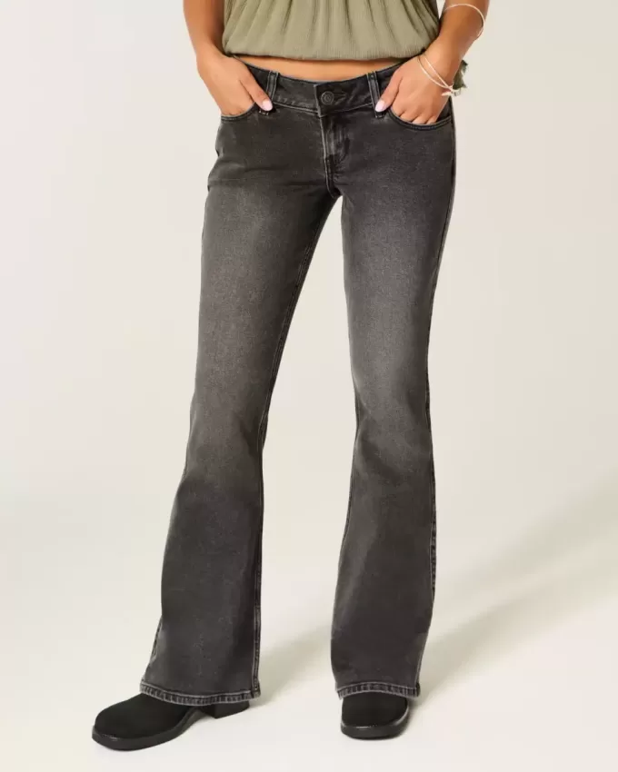 Ultra Low-Rise Washed Black Flare Jeans Ultra Low-Rise Washed Black Flare Jeans