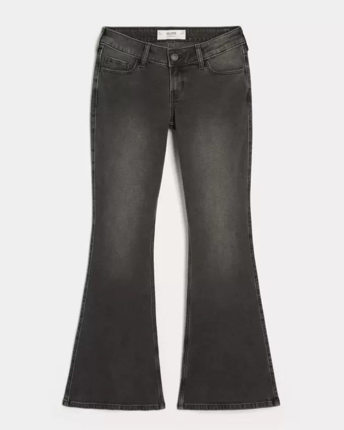 Ultra Low-Rise Washed Black Flare Jeans Ultra Low-Rise Washed Black Flare Jeans