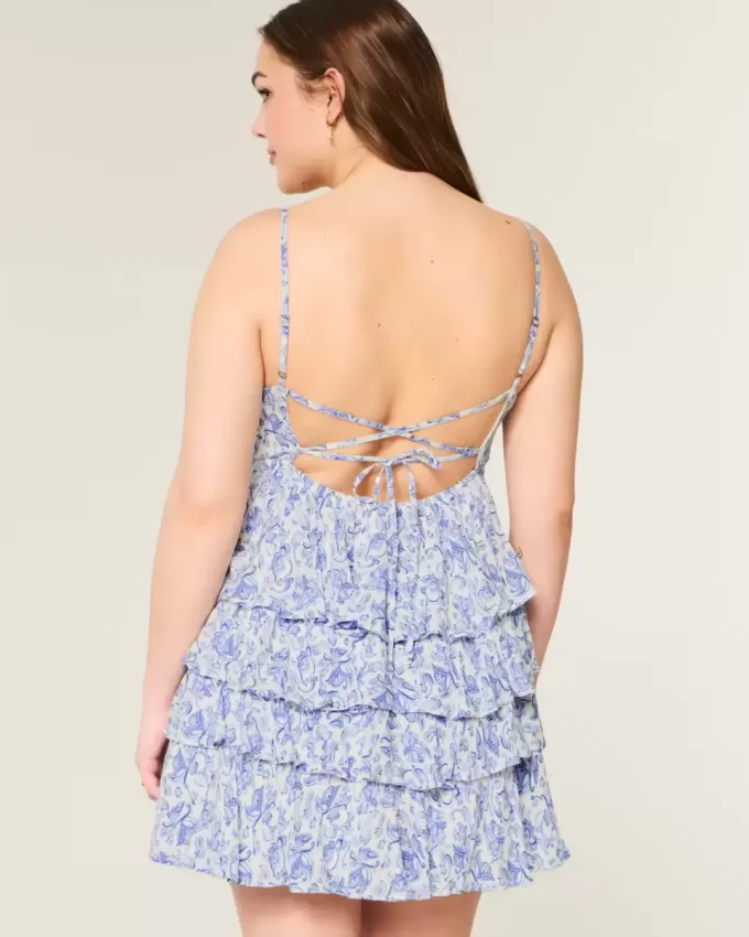 V-Neck Ruffled Tier Babydoll Mini Dress V-Neck Ruffled Tier Babydoll Mini Dress