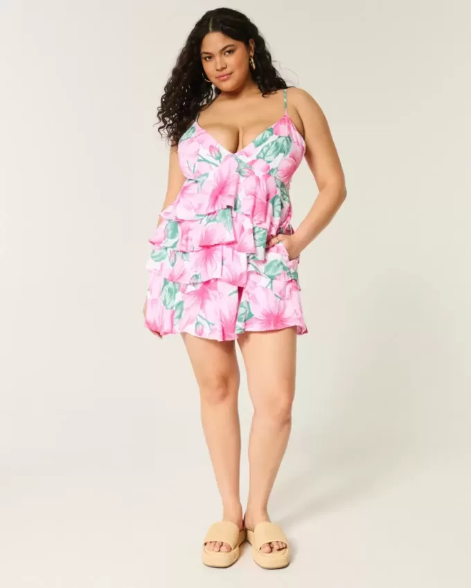 V-Neck Ruffled Tier Babydoll Mini Dress V-Neck Ruffled Tier Babydoll Mini Dress