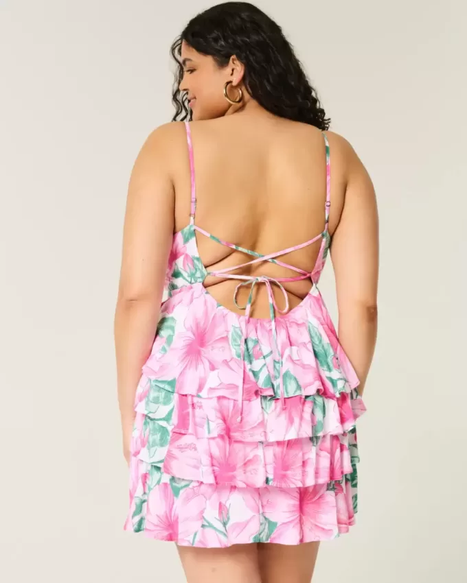 V-Neck Ruffled Tier Babydoll Mini Dress V-Neck Ruffled Tier Babydoll Mini Dress