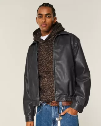 Vegan Leather Zip-Up Jacket