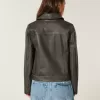 Vegan Leather Zip-Up Jacket