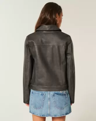 Vegan Leather Zip-Up Jacket