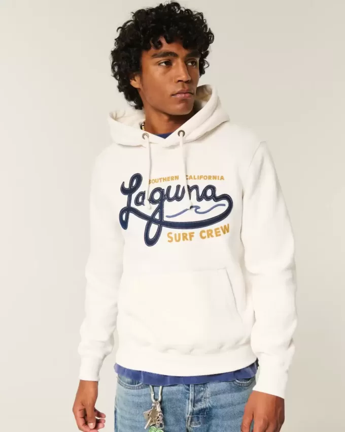 Waffle-Lined Laguna Graphic Surf Crew Graphic Hoodie
