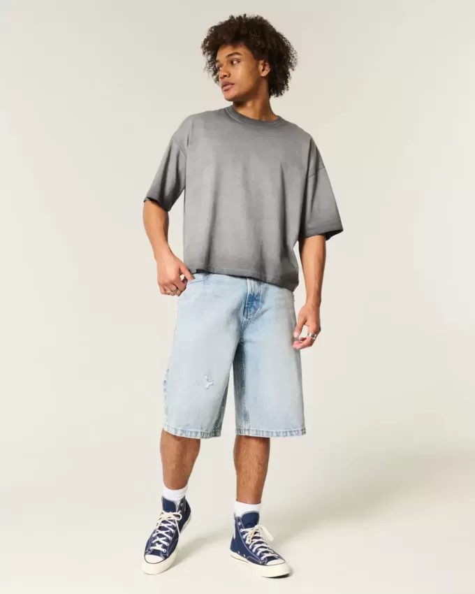 Washed Baggy Crop Crew T-Shirt