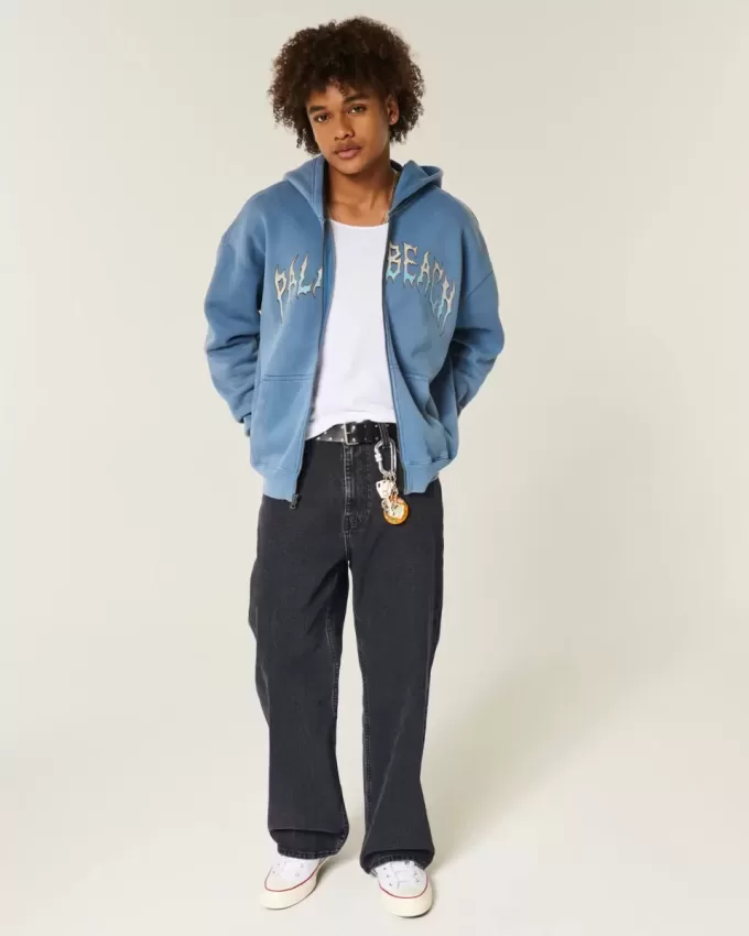 Washed Black Baggy Bootcut Jeans Washed Black Baggy Bootcut Jeans