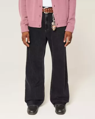 Washed Black Baggy Bootcut Jeans