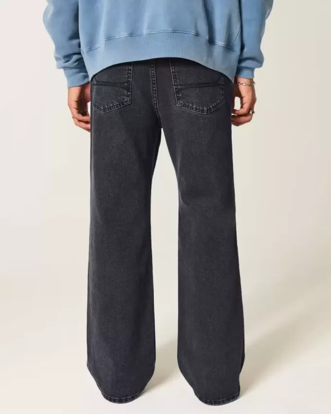 Washed Black Baggy Bootcut Jeans Washed Black Baggy Bootcut Jeans