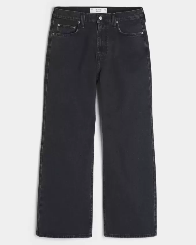 Washed Black Baggy Bootcut Jeans Washed Black Baggy Bootcut Jeans