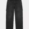 Washed Black Baggy Cargo Jeans Washed Black Baggy Cargo Jeans