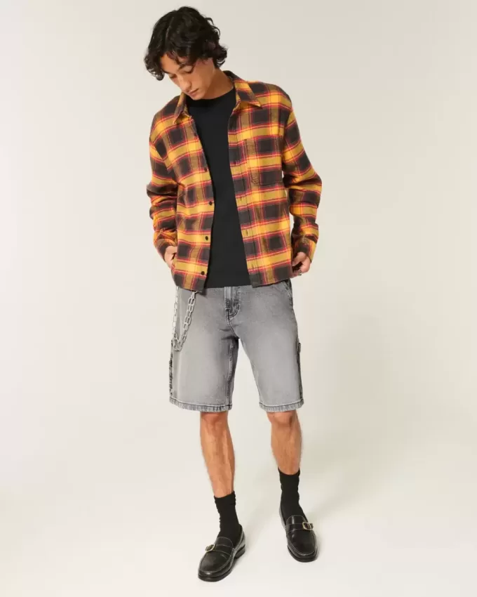 Washed Black Denim Baggy Painter Shorts Washed Black Denim Baggy Painter Shorts