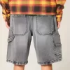 Washed Black Denim Baggy Painter Shorts Washed Black Denim Baggy Painter Shorts