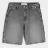 Washed Black Denim Baggy Painter Shorts Washed Black Denim Baggy Painter Shorts