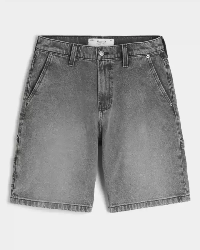 Washed Black Denim Baggy Painter Shorts Washed Black Denim Baggy Painter Shorts