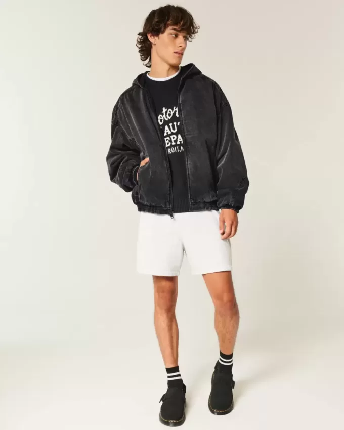 Washed Black Denim Skater Jacket Washed Black Denim Skater Jacket