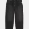 Washed Black Embroidered Snake Skater Baggy Jeans