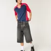 Washed Black Half-Length Skater Baggy Jeans Washed Black Half-Length Skater Baggy Jeans