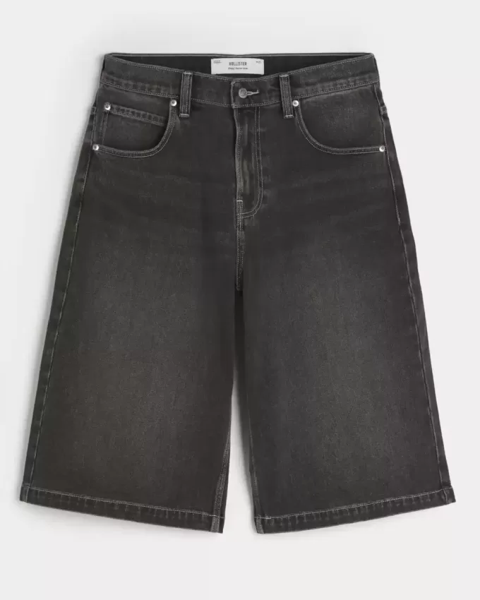 Washed Black Half-Length Skater Baggy Jeans Washed Black Half-Length Skater Baggy Jeans