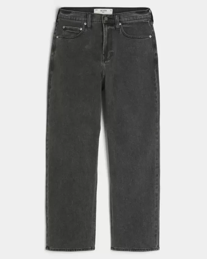 Washed Black Logo Graphic Baggy Jeans Washed Black Logo Graphic Baggy Jeans