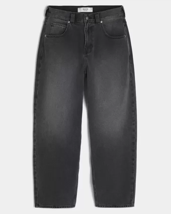 Washed Black Logo Graphic Skater Baggy Jeans Washed Black Logo Graphic Skater Baggy Jeans