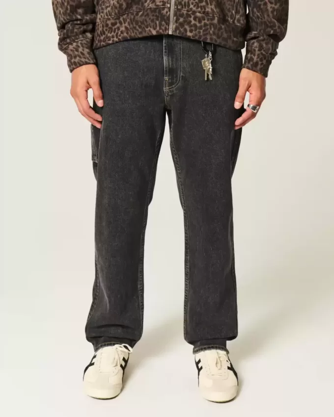 Washed Black Loose Painter Jeans Washed Black Loose Painter Jeans