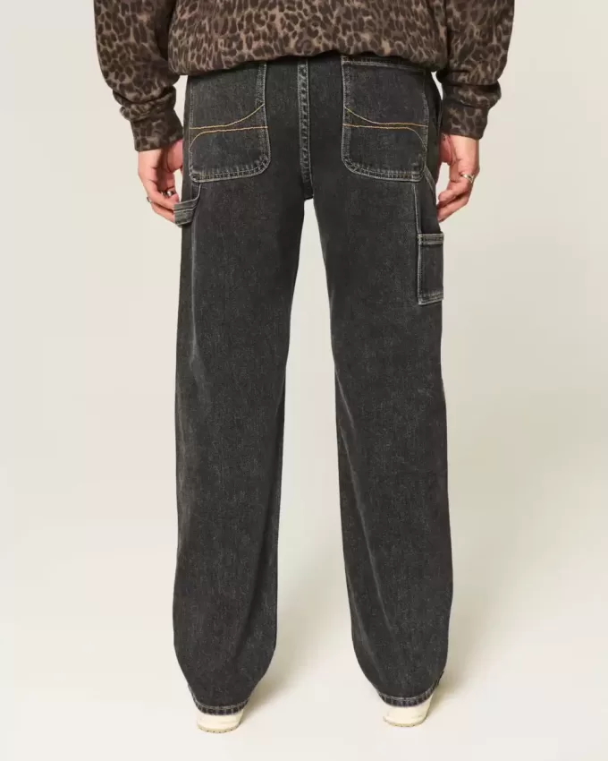Washed Black Loose Painter Jeans Washed Black Loose Painter Jeans