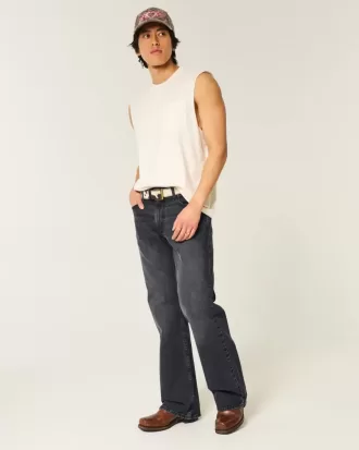 Washed Black Relaxed Bootcut Jeans