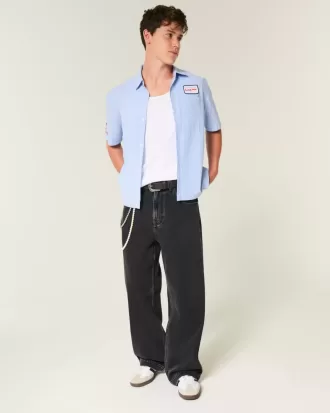 Washed Black Star Graphic Super Baggy Jeans