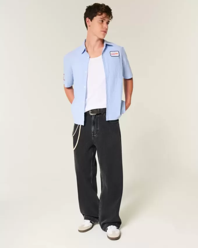 Washed Black Star Graphic Super Baggy Jeans Washed Black Star Graphic Super Baggy Jeans