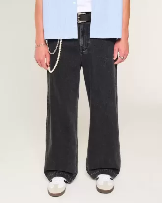 Washed Black Star Graphic Super Baggy Jeans