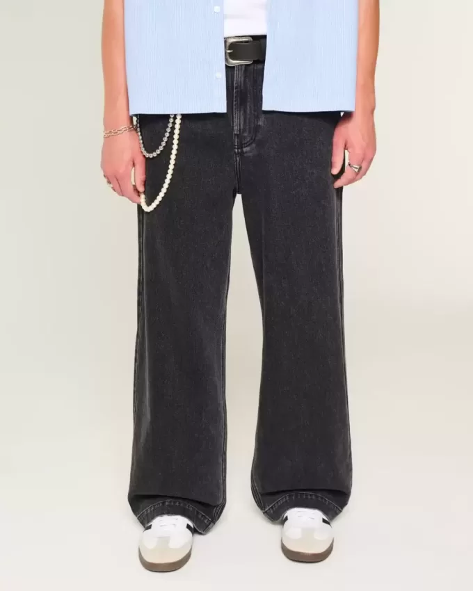 Washed Black Star Graphic Super Baggy Jeans Washed Black Star Graphic Super Baggy Jeans