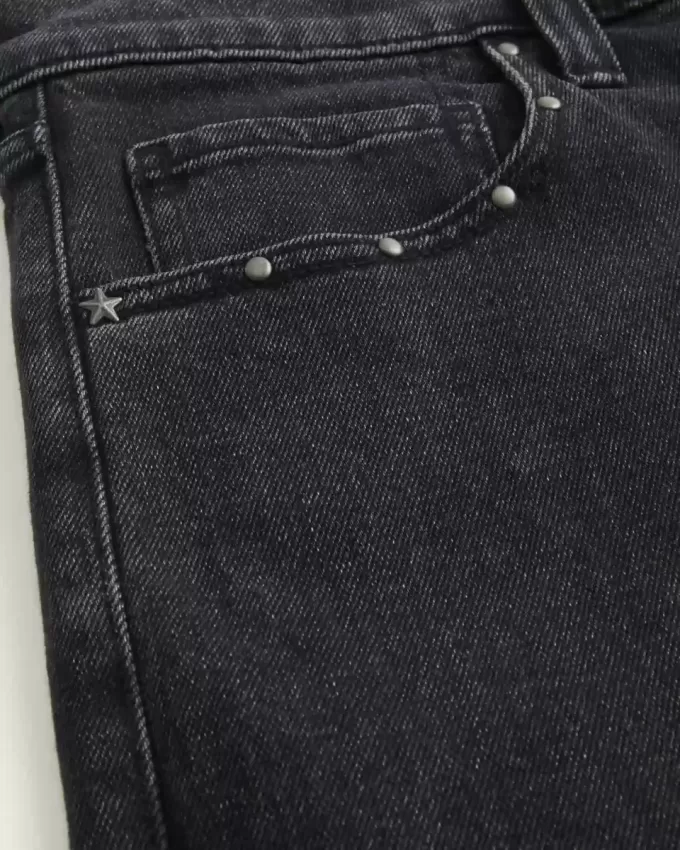 Washed Black Studded Baggy Jeans