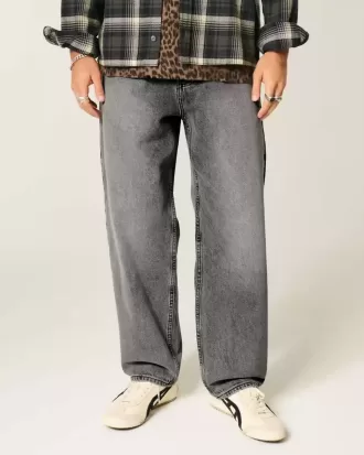 Washed Gray Skater Baggy Jeans
